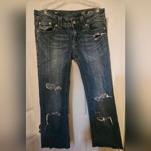 Miss Me Dark Blue Distressed Boot Cut Jeans Size 28